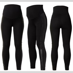 NEW Noppies Lone Faux Leather Pannel Maternity Leggings Black‎ [SZ XS/S ]